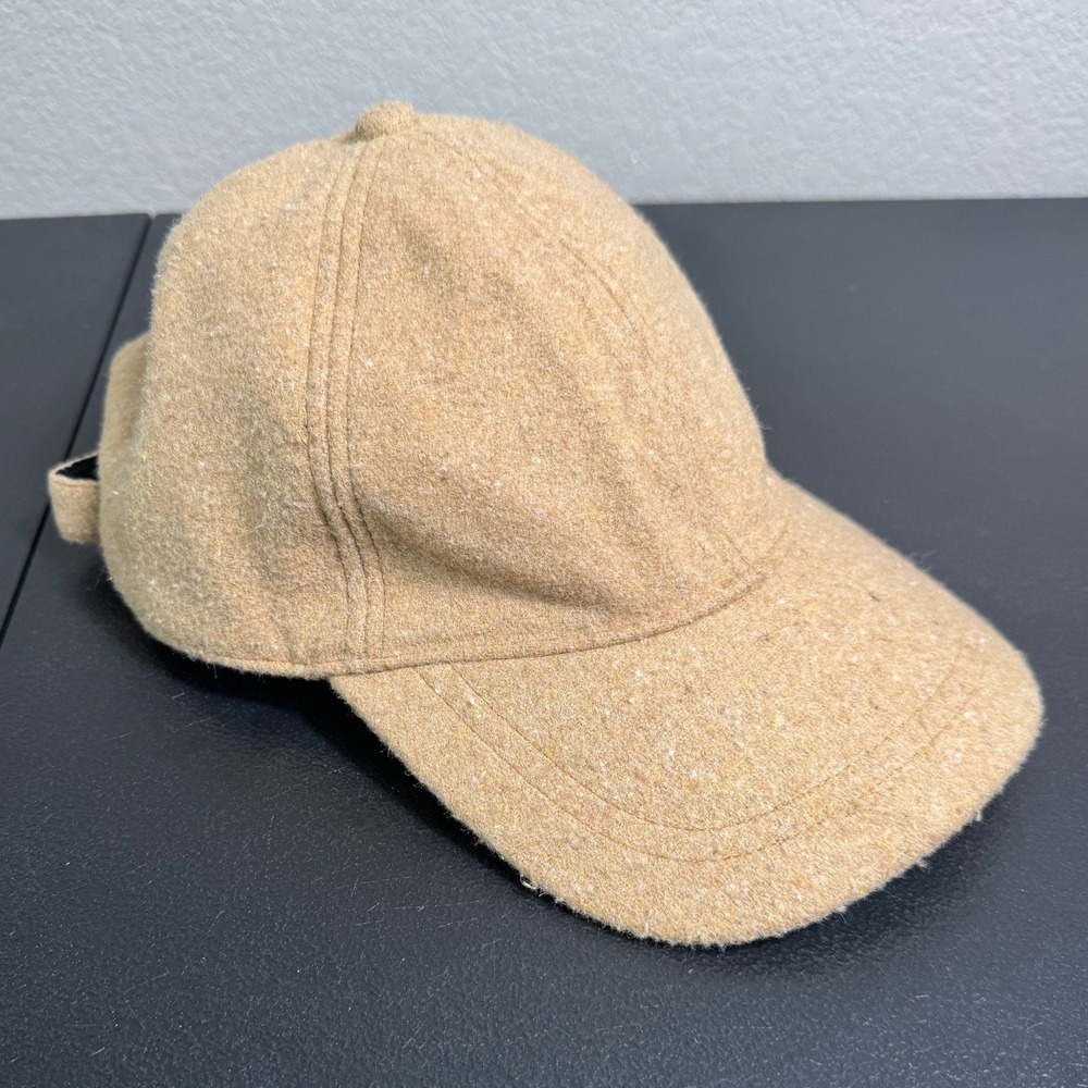 Land's End Tweed Baseball Cap Hat S-M Adjustable Honey Beige Wool Blend‎